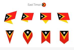 collection de drapeaux nationaux du timor oriental, huit versions de drapeaux vectoriels du timor oriental. vecteur