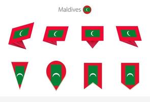 collection de drapeaux nationaux des maldives, huit versions des drapeaux vectoriels des maldives. vecteur