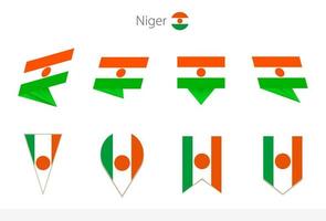 collection de drapeaux nationaux du niger, huit versions de drapeaux vectoriels du niger. vecteur