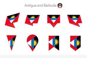 collection de drapeaux nationaux d'antigua-et-barbuda, huit versions de drapeaux vectoriels d'antigua-et-barbuda. vecteur