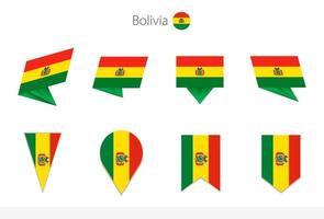 collection de drapeaux nationaux de bolivie, huit versions de drapeaux vectoriels de bolivie. vecteur