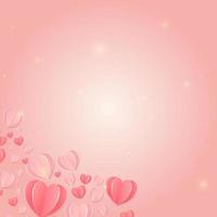 concept de papier découpé en forme de coeur sur fond rose. symboles vectoriels d'amour pour les femmes heureuses, la mère, la saint-valentin, la conception de cartes de voeux d'anniversaire. vecteur