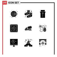 9 icônes créatives signes et symboles modernes de clic véhicule tactile camion de construction éléments de conception vectoriels modifiables vecteur