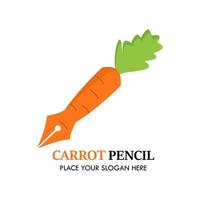 illustration de modèle de conception de logo de crayon de carotte. il y a un crayon carotte. c'est bon pour l'éducation, la nature, les légumes, etc. vecteur