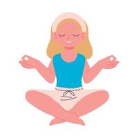fille en pose de méditation yoga vecteur