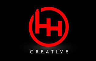 création de logo de lettre de brosse hh rouge. logo d'icône de lettres brossées créatives. vecteur