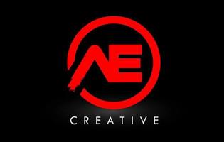 création de logo de lettre de brosse ae rouge. logo d'icône de lettres brossées créatives. vecteur