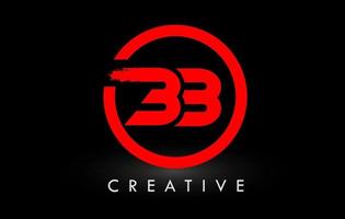 création de logo de lettre de brosse bb rouge. logo d'icône de lettres brossées créatives. vecteur
