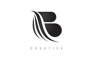 logo de lettre b élégant avec swoosh créatif et vecteur de look d'icône moderne minimaliste
