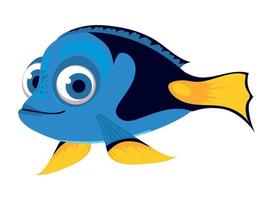 animal poisson chirurgien bleu vecteur