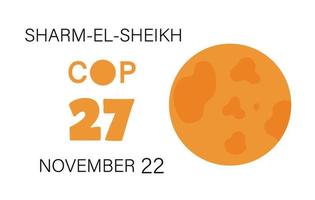 design for cop 27 sharm-el-sheikh 2022 en novembre conférence des nations unies sur le changement climatique. discussion sur l'atmosphère de la planète. bannière horizontale pour les médias sociaux, blog, page web. vecteur