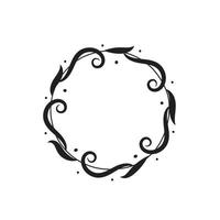 artistique floral cadre rond design plat art décoration illustration vectorielle. vecteur