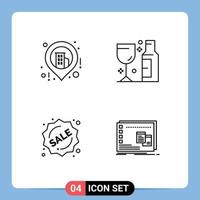 4 icônes créatives signes et symboles modernes de vente d'entreprise alcool vin fenêtre éléments de conception vectoriels modifiables vecteur
