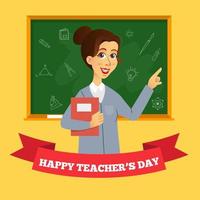 illustration de dessin animé de bonne journée des enseignants. adapté à la carte de voeux, à l'affiche et à la bannière vecteur