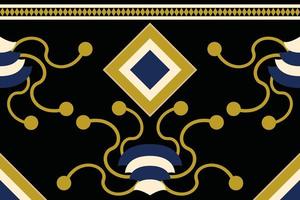 style géométrique de motif de tissu ethnique. sarong motif oriental ethnique aztèque traditionnel fond noir foncé. abstrait, vecteur, illustration. utiliser pour la texture, les vêtements, l'emballage, la décoration, les tapis. vecteur