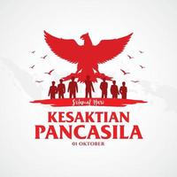 jour férié indonésien pancasila illustration.translation, 01 octobre, commémoration du jour de la sainteté pancasila vecteur