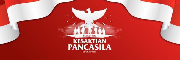 jour férié indonésien pancasila illustration.translation, 01 octobre, commémoration du jour de la sainteté pancasila vecteur
