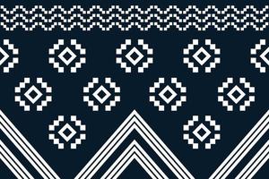 style géométrique de motif de tissu ethnique. paréo aztèque motif oriental ethnique traditionnel fond bleu marine foncé. abstrait, vecteur, illustration. utiliser pour la texture, les vêtements, l'emballage, la décoration, les tapis. vecteur