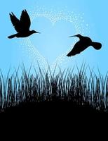 deux oiseaux volent sur une rencontre. une illustration vectorielle vecteur
