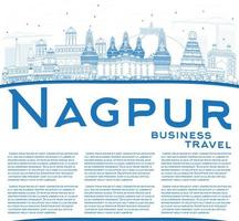 décrivez l'horizon de nagpur avec des bâtiments bleus et un espace de copie. vecteur