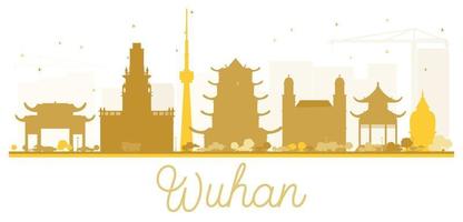 silhouette dorée des toits de la ville de wuhan. vecteur