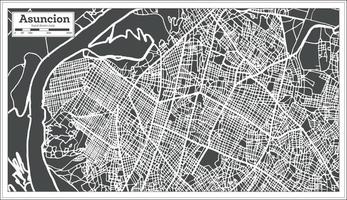 plan de la ville d'asuncion paraguay dans un style rétro. carte muette. vecteur