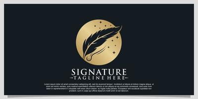 création de logo de signature de plume créative avec vecteur premium d'encre de plume minimaliste partie 1