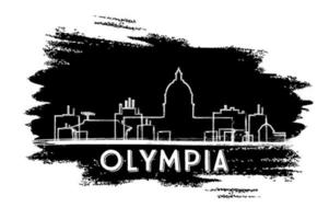 silhouette d'horizon de l'Olympia. croquis dessiné à la main. vecteur
