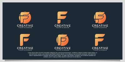gradient f logo design collection concept unique vecteur premium