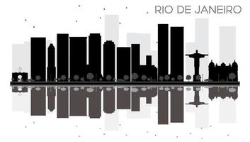 rio de janeiro silhouette noire et blanche sur les toits de la ville avec des reflets. vecteur