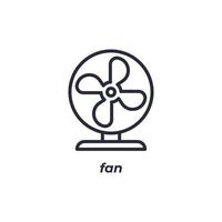 le symbole de ventilateur de signe de vecteur est isolé sur un fond blanc. couleur de l'icône modifiable.