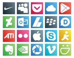 pack de 20 icônes de médias sociaux, y compris objectif skype adsense apple ati vecteur