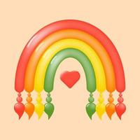 fond coloré avec arc-en-ciel de dessin animé et coeur sur fond beige. décor pour enfants avec un arc-en-ciel pour une fête d'anniversaire. illustration vectorielle. vecteur