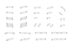 ensemble de contours vectoriels d'étiquettes de bannière de pli plat de rubans vecteur