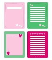 formes et cadres pour cartes postales saint valentin. arrière-plans multicolores avec des coeurs pour brochures, cartes postales, affiches vecteur