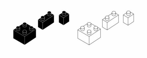 contour silhouette bloc de construction jeu d'icônes isolé sur fond blanc vecteur