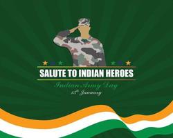 illustration vectorielle de la journée de l'armée de l'inde, concept de célébration de la fête de la république, applaudissant la victoire, les gens appréciant, applaudissant et saluant le soldat de l'armée indienne, logo de la journée de l'armée vecteur