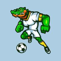 mascotte de dessin animé de crocodile pour l'équipe de football vecteur