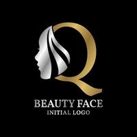 lettre q beauté visage élément de conception de logo vectoriel initial