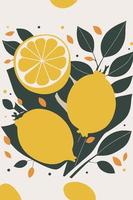 fruit de citron, tranche de citron fond d'illustration vectorielle plat dessiné à la main vecteur
