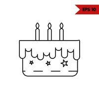 illustration de l'icône de ligne de gâteau d'anniversaire vecteur