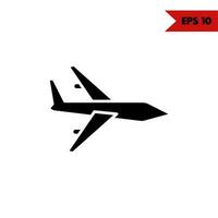 illustration de l'icône de glyphe d'avion vecteur