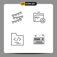 ensemble de 4 symboles d'icônes d'interface utilisateur modernes signes pour les décorations dossier celebtare dossier affaires éléments de conception vectoriels modifiables vecteur