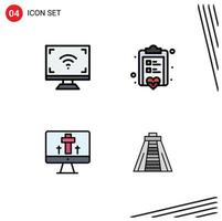 ensemble de 4 couleurs plates vectorielles remplies sur la grille pour moniteur électronique liste de contrôle intelligente éléments de conception vectoriels modifiables de pâques vecteur
