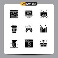 ensemble de 9 symboles d'icônes d'interface utilisateur modernes signes pour le contrôle du jeu architecte boisson boisson éléments de conception vectoriels modifiables vecteur