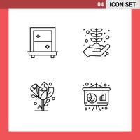 4 icônes créatives signes et symboles modernes d'éléments de conception vectoriels modifiables d'entreprise de croissance d'entreprise de coeur de fenêtre vecteur