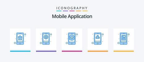 pack d'icônes d'application mobile bleu 5 comprenant un livre. application. application. espace de rangement. lecteur. conception d'icônes créatives vecteur