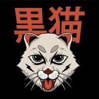 tête de chat texte japonais pour la conception de tshirt vecteur