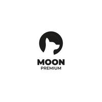 illustration vectorielle de conception de logo de chien de lune plate vecteur