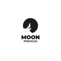 illustration vectorielle de conception de logo de chien de lune plate vecteur